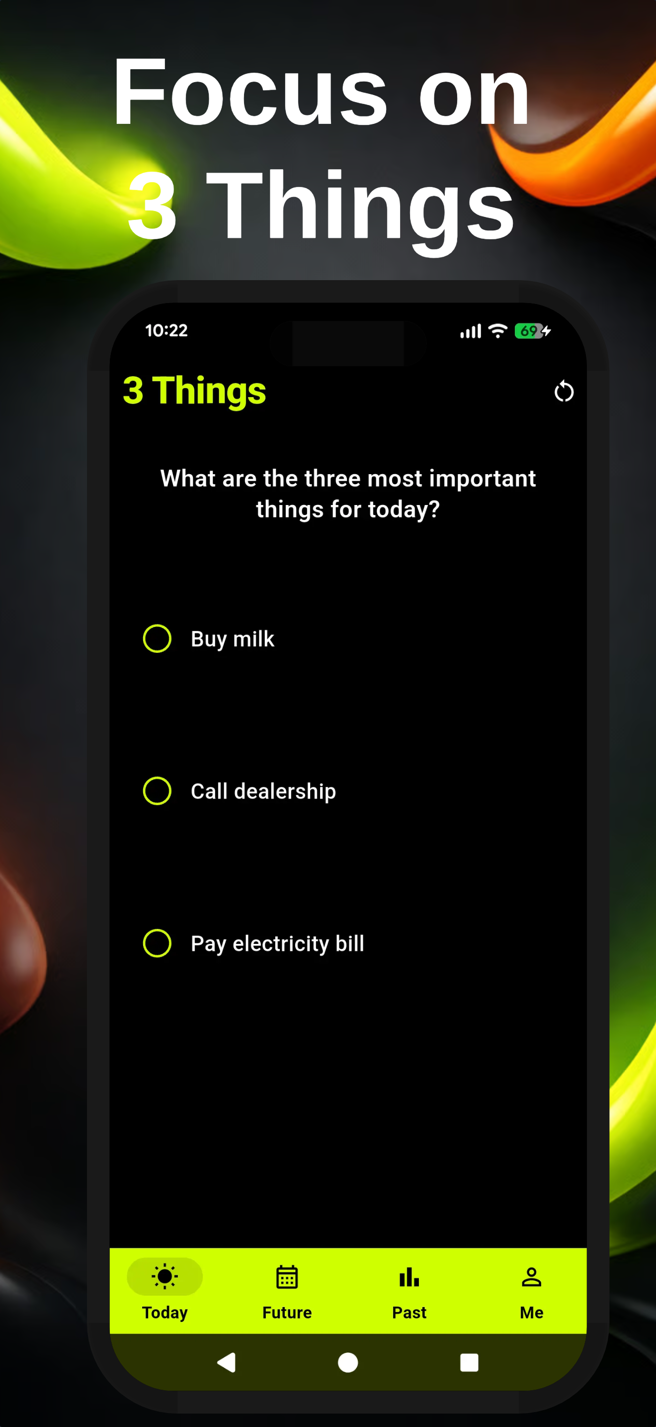 3 Things app screenshot 1